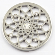 Silver Flower Coin Plate with White Crystal